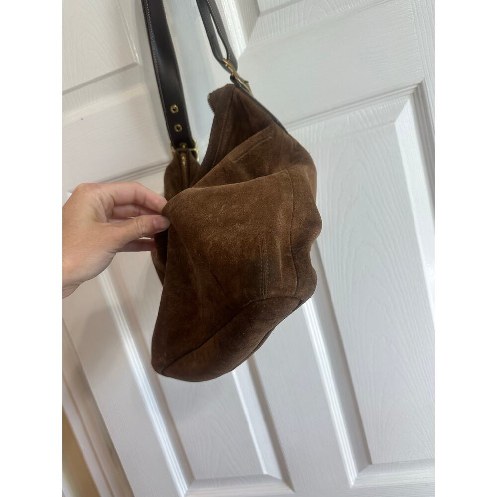 Vintage Coach Suede Hobo Bag Dark Brown Gold Legacy Leather Purse-Some Use - Picture 6 of 16